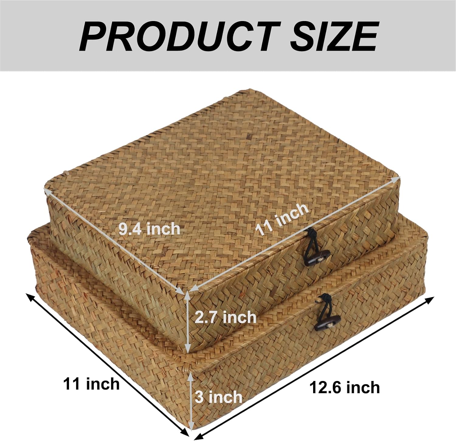 Wicker Basket / Woven Basket for Storage / Seagrass / Small+large / Set of 2