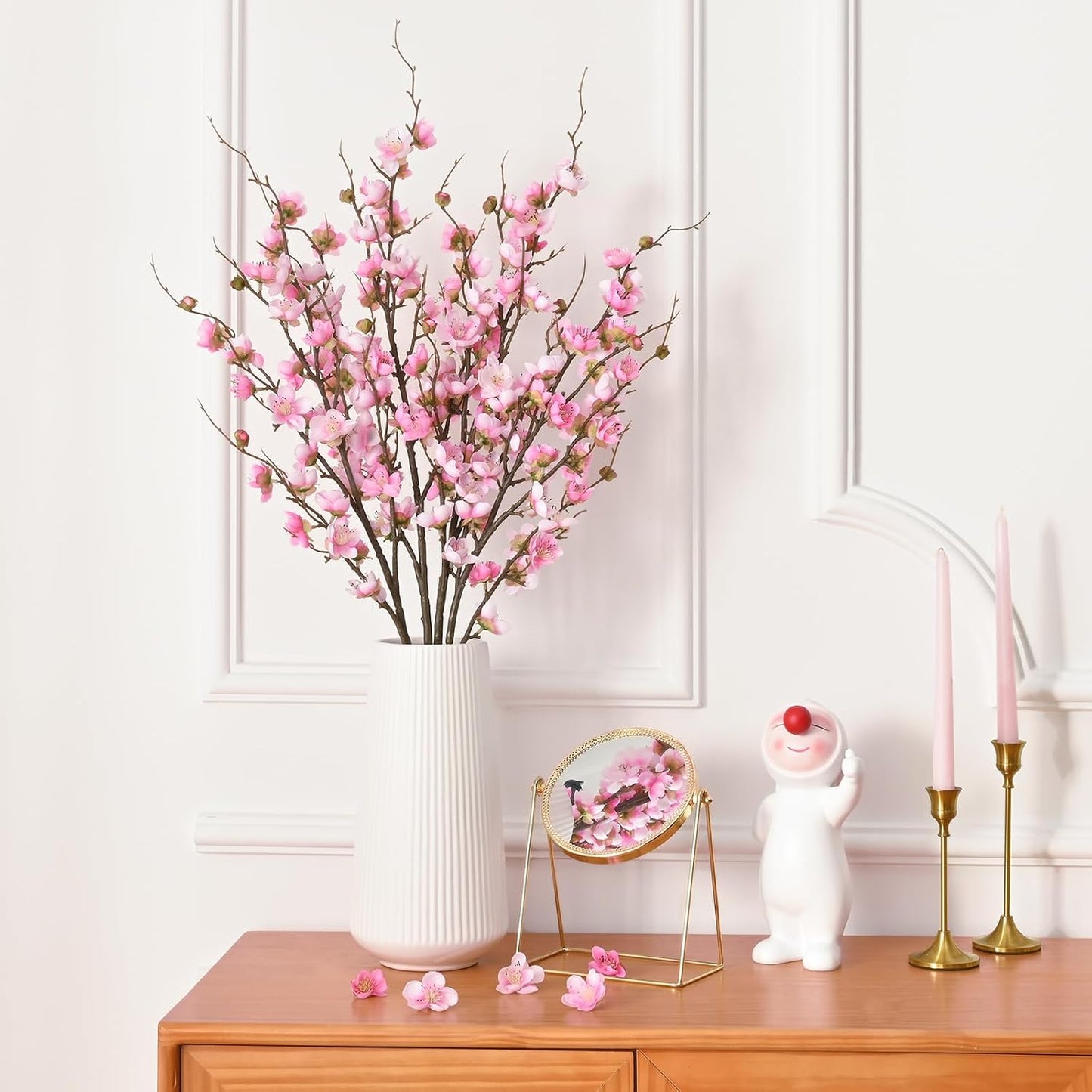 36'' Long Stem Artificial Flowers for Tall Vase / Pink / Set of 4