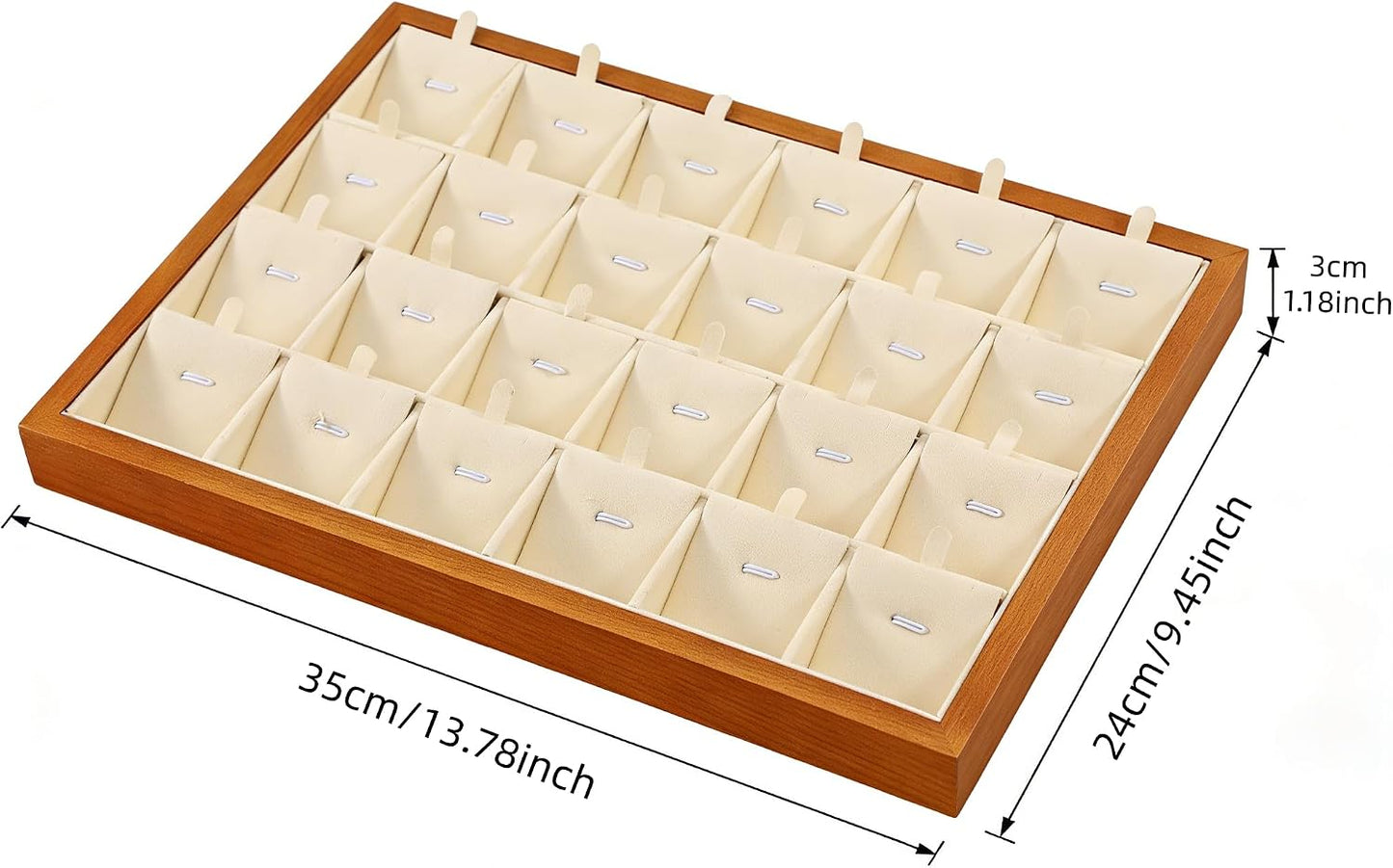 24 Grids Jewelry Display Tray Stackable / Old Lace / Necklace Tray2-w 9.45" x H 1.18"x L 13.78