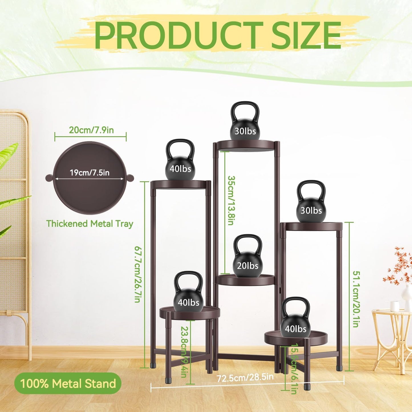 iDavosic.ly Plant Stand Indoor Outdoor, 6 Tier Metal Corner Shelf, Bronze | Tiered Flower Display Holder, Folding Multi