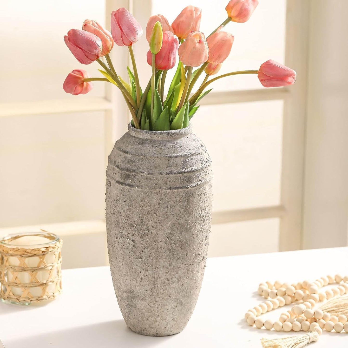Large Ceramic Rustic Vase / 101-3-12.87in / 12.87 Inch