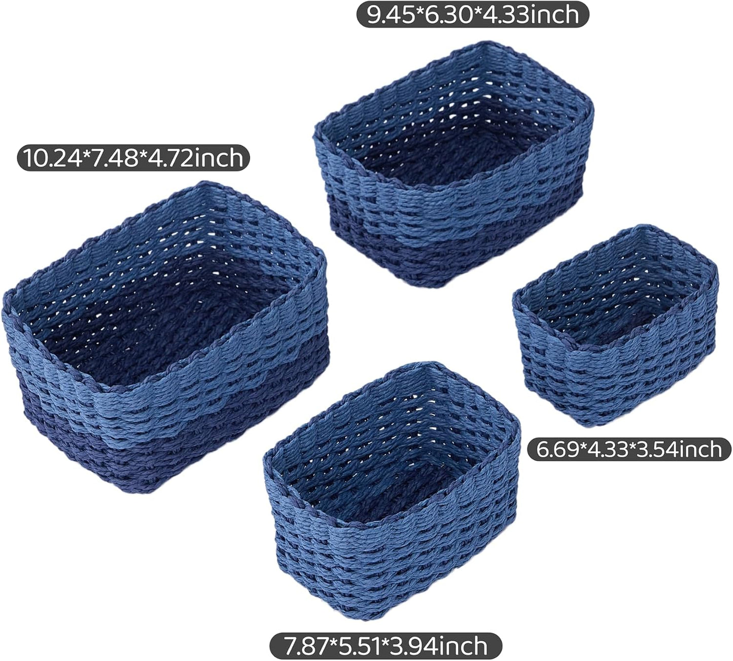 Woven Storage Baskets Set / Blue / Set of 4