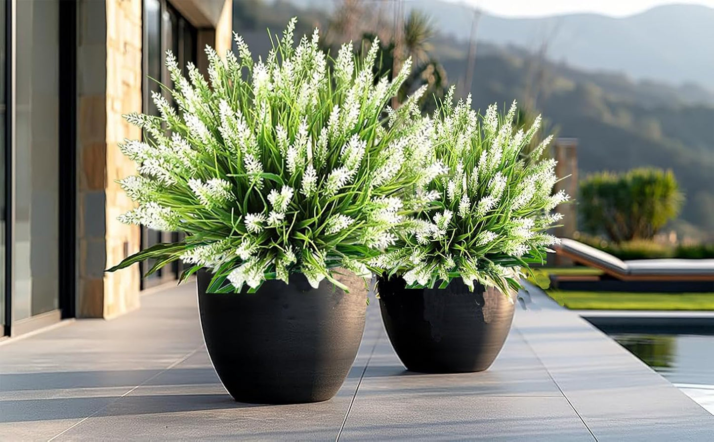 UV Resistant Realistic White Plastic Flowers Faux Plant / White-a / Set of 12
