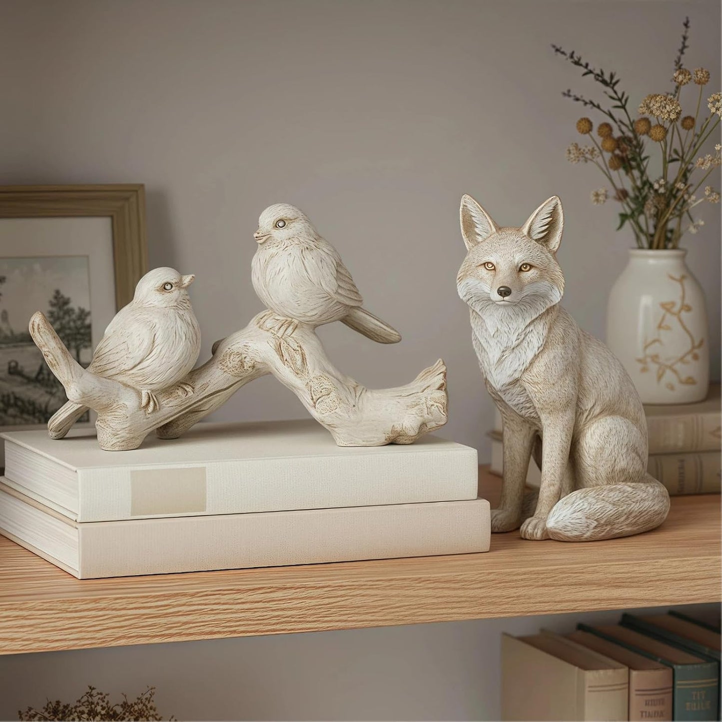 Bird Figurines Home Decor / Cream Bird Decor