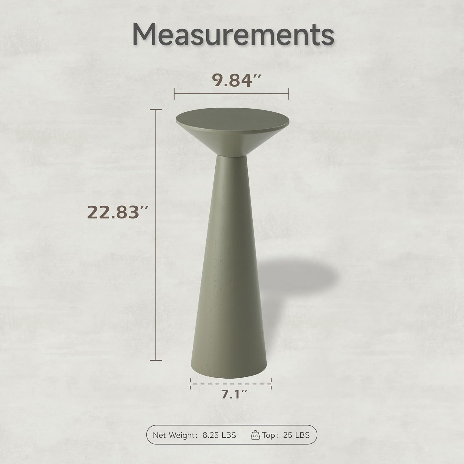 Farmhouse Tall Pedestal End Table Small Solid Wood Martini Table Plant Stand Modern / Sage Green