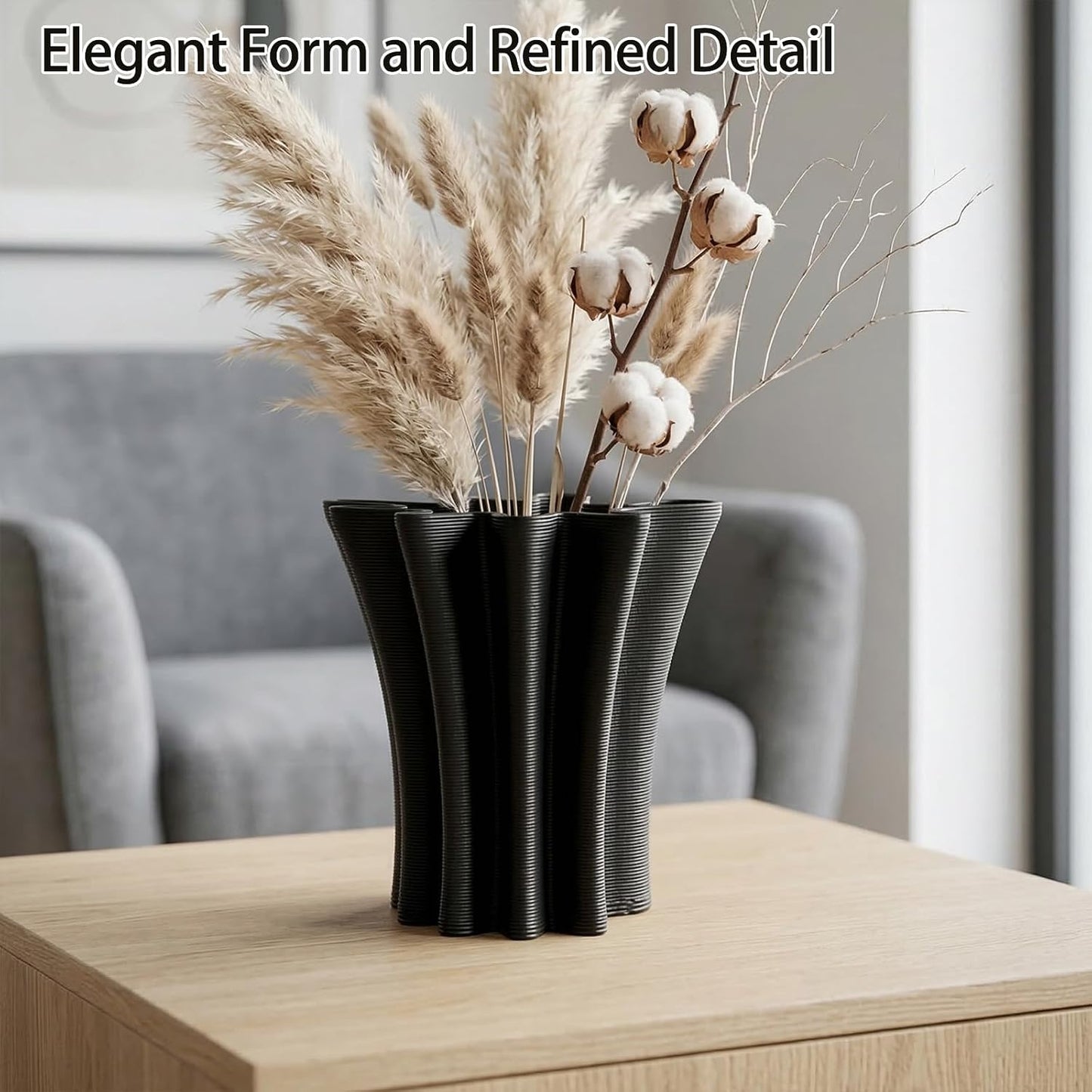 Contemporary Black Ceramic Vase / Black-d, 5.5 Inch