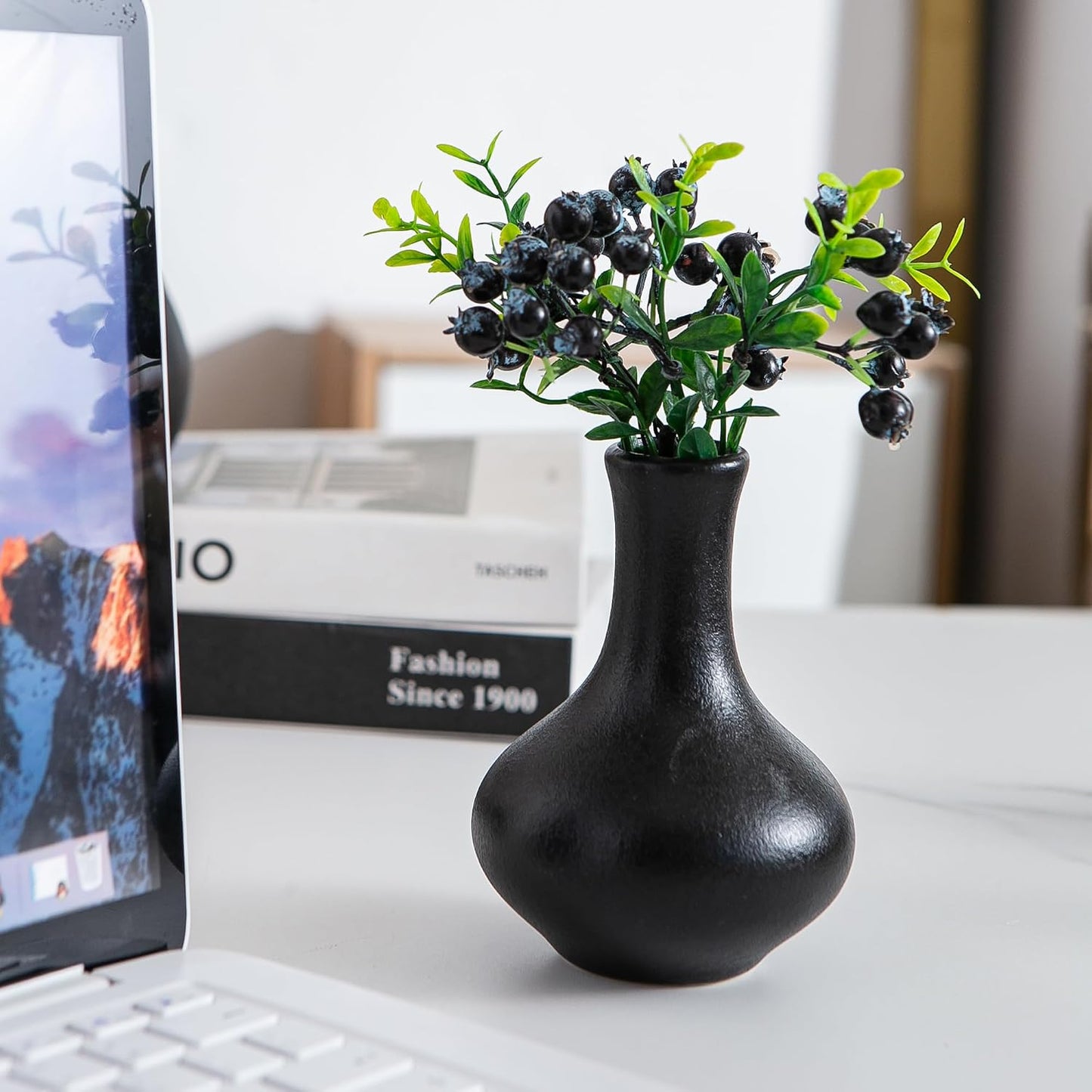 Black Ceramic Bud Vase / Small Black Vase / Set of 5