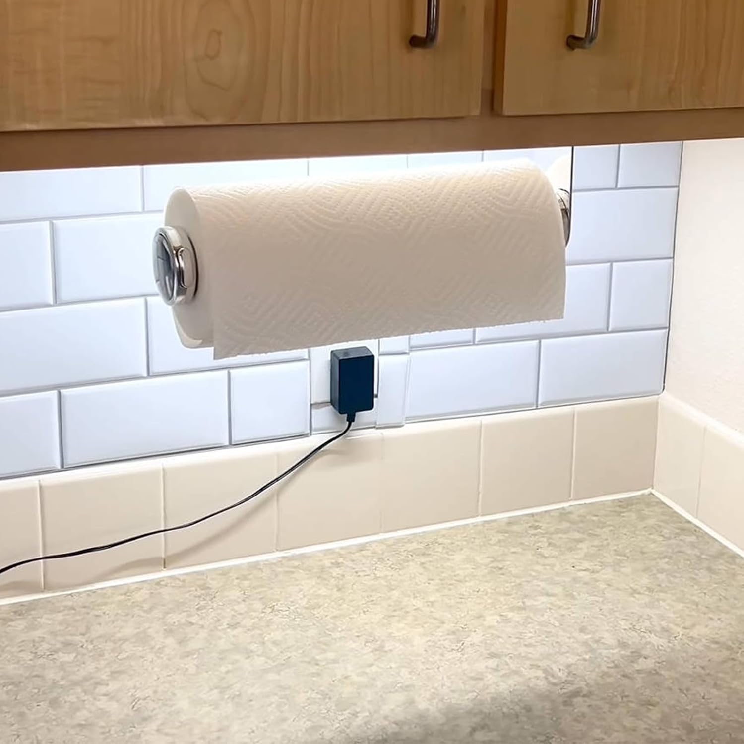 theaoo Paper Towel Holder Under Cabinet, One-Hand Tear, Wall Mount, Silver | Quick Release Knob For Easy Roll Loading.
