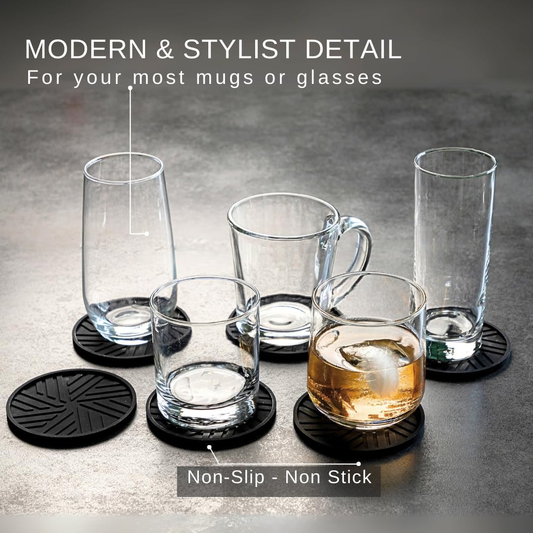 Gold Holder / Elegant Black / Set of 6