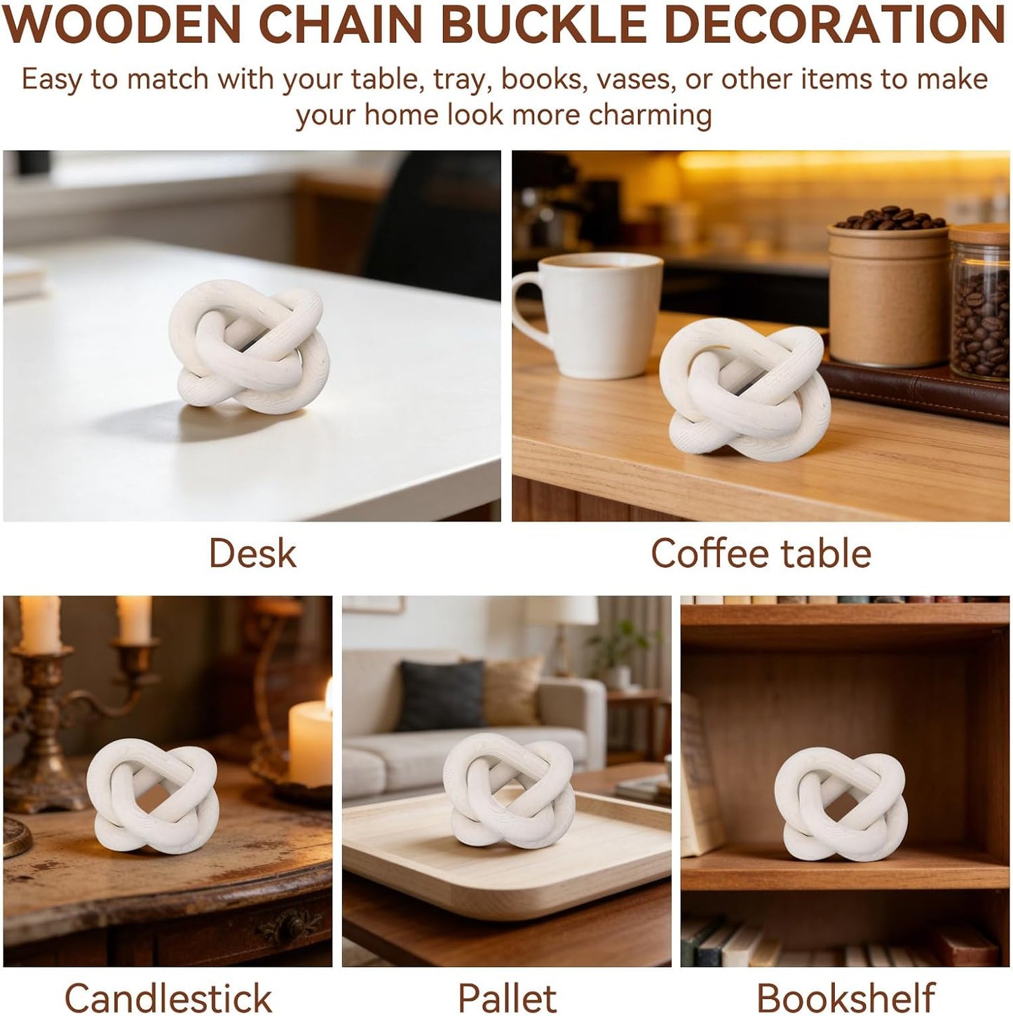 Wood Chain Link Decor / White