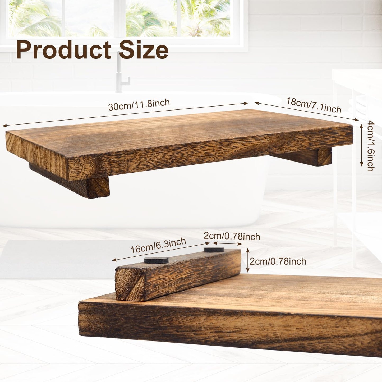 Wood Pedestal Stand / 12 x 7 / Set of 2