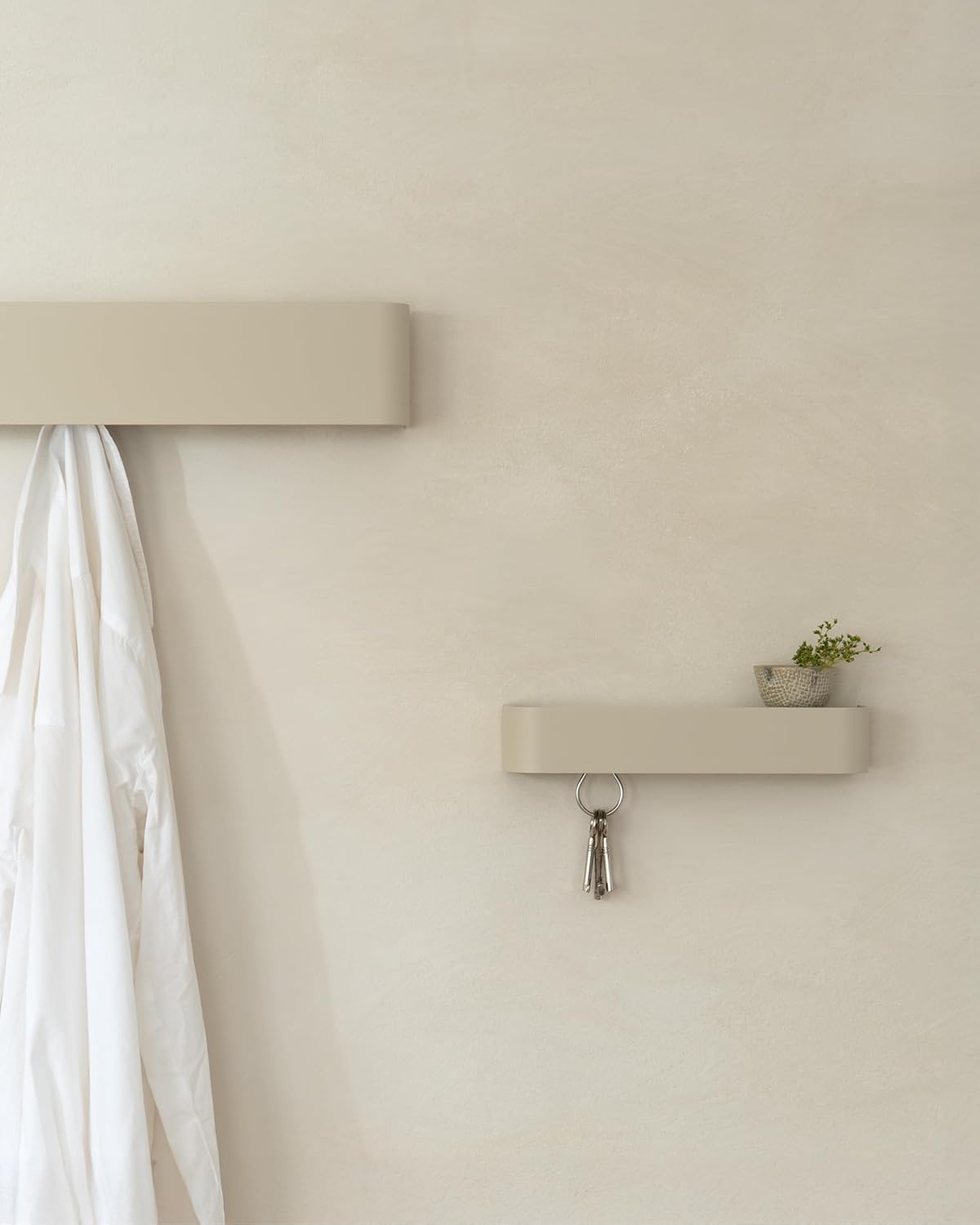 Kazai. Coat Rack Wall Mount with Shelf 'Tone' | Modern Design Coat Hanger with Hidden Hooks and Storage | Hat Rack with