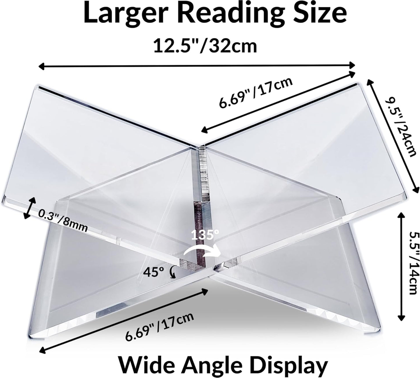 Honygebia Clear Acrylic Book Stands - Cross Frame Acrylic Book Holder, Open Bookstand for Display and Reading, Suitable