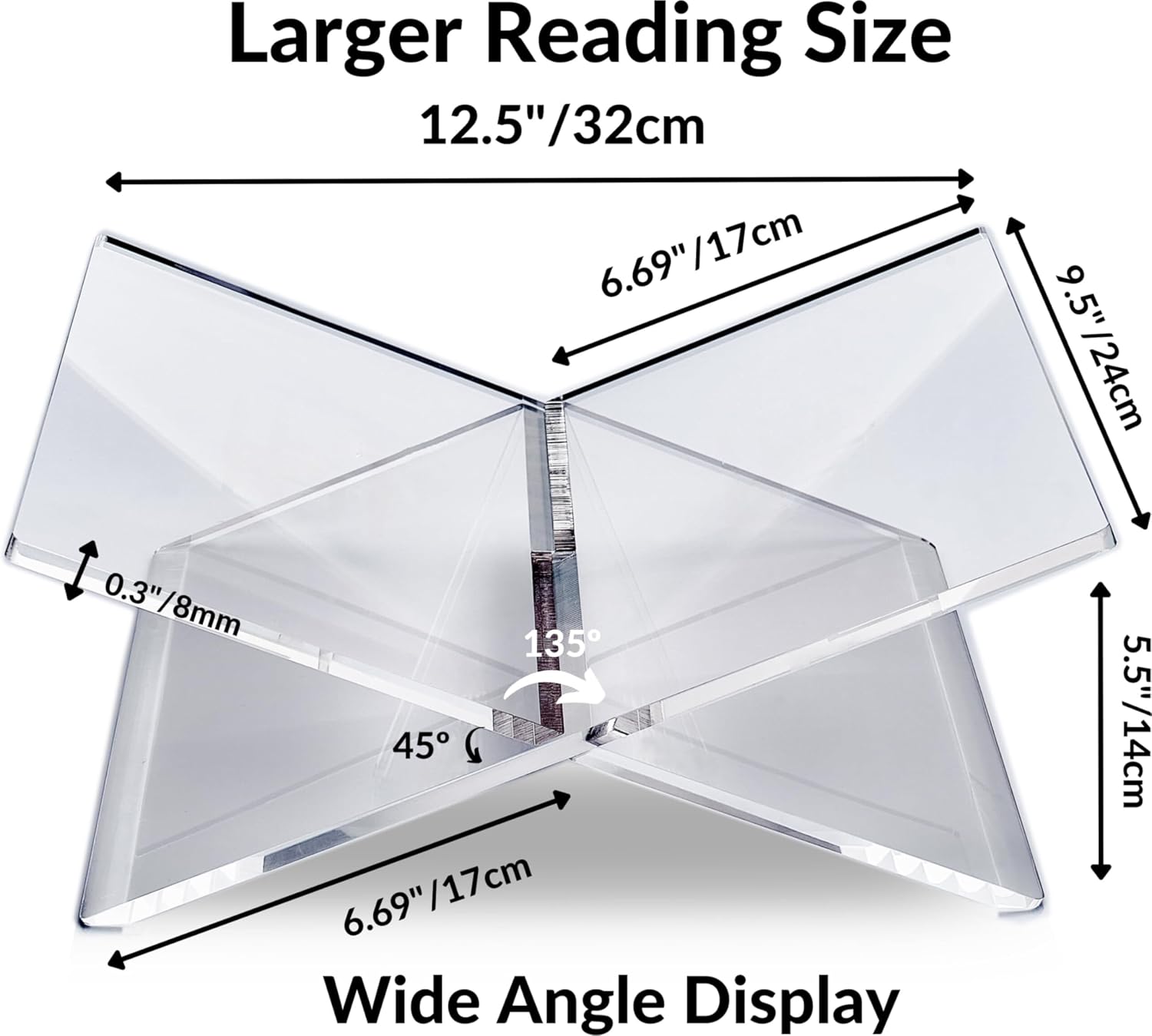 Honygebia Clear Acrylic Book Stands - Cross Frame Acrylic Book Holder, Open Bookstand for Display and Reading, Suitable