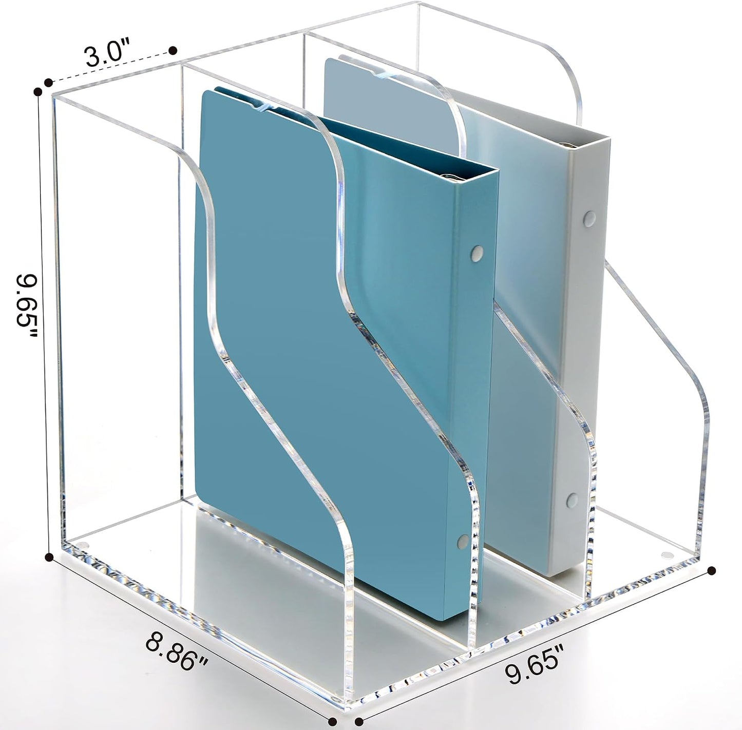 SANRUI 3 Slots Acrylic Magazine Holder, Desktop File Sorter Organizer Rack Bookshelf, Workspace Sorters Office Desk