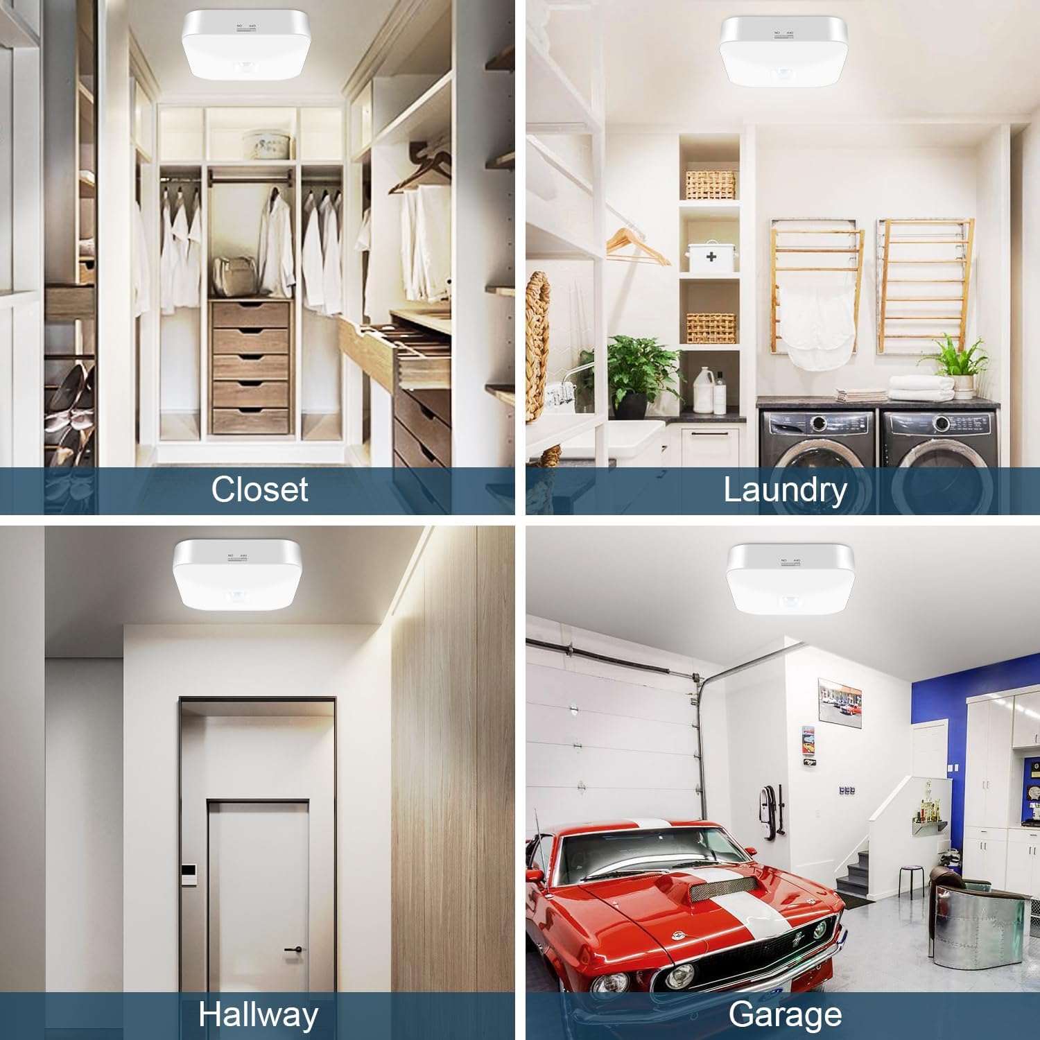 Rechargeable Motion Sensor Closet Light, 500LM Wireless Ceiling Light White | 5000K Cool White, Battery Operated
