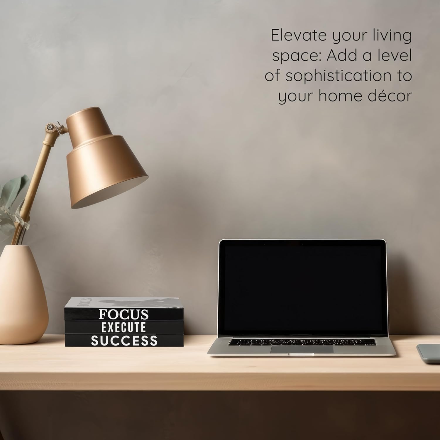 Motivational Desk Décor Decorative Books for Modern Home Office Decor Shelf / Black / Set of 3