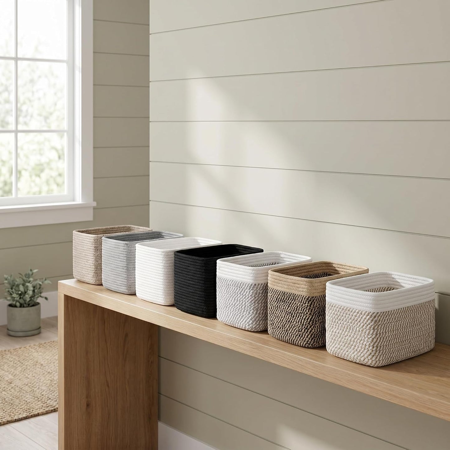 Bathroom Storage Basket / Beige / 10.6 x 6.7 x 6.7