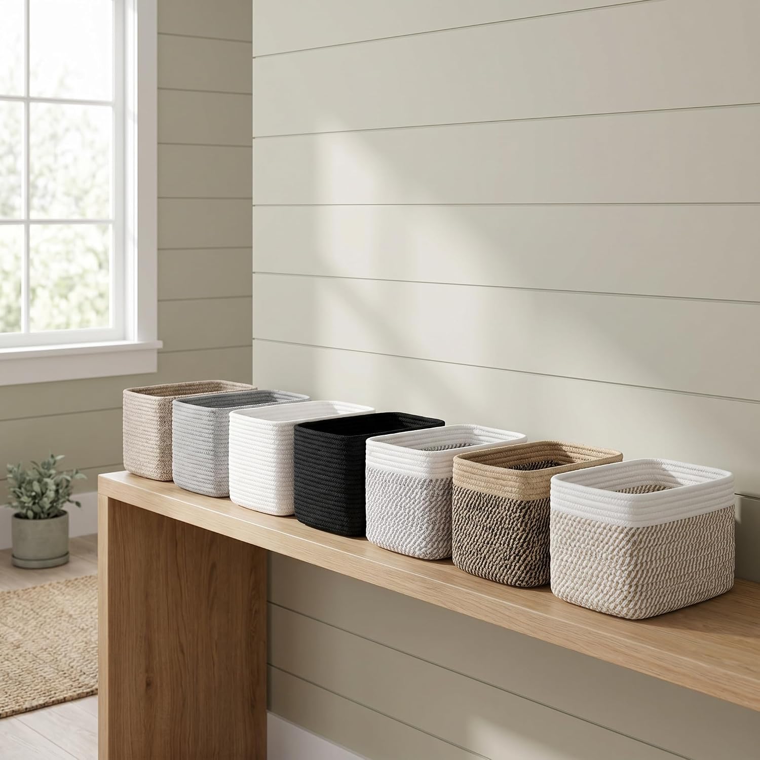 Bathroom Storage Basket / Beige / 10.6 x 6.7 x 6.7