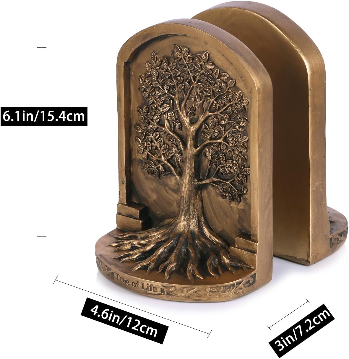 Decorative Bookends / Tree of Life Resin Bookends / Bronze / Set of 2