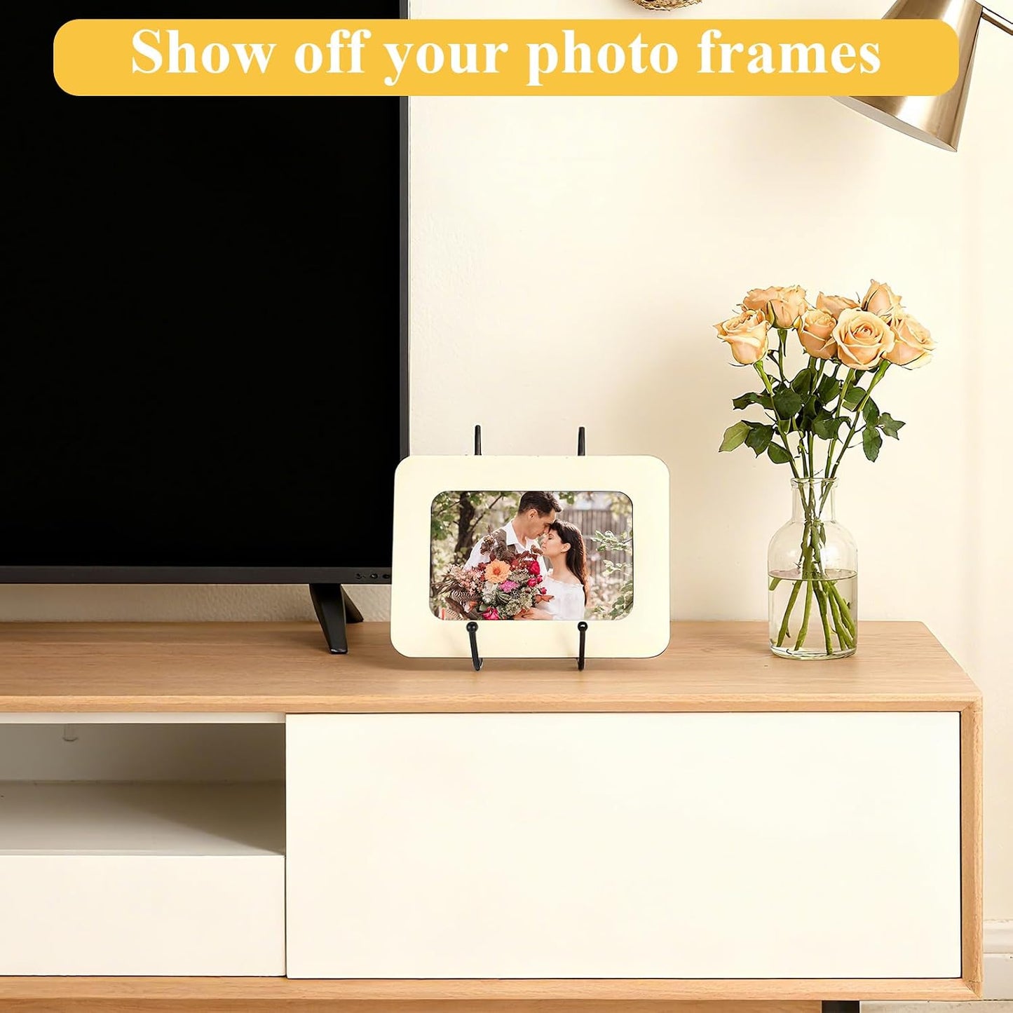 Metal Plate Display Stand Durable Picture Frame Stand / Black / 4.1 Inch / Set of 24