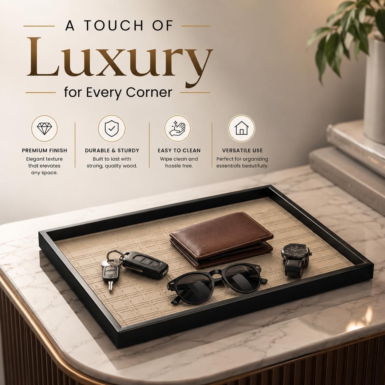 Wooden Serving Tray / Black / 15 x 11