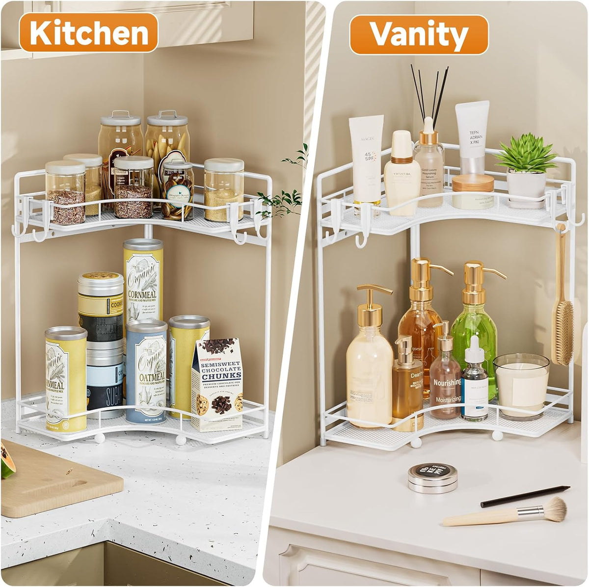 VITVITI 2-Tier Corner Bathroom Counter Organizer, Bathroom Countertop Organizer Storage for Sink, Metal Mesh Makeup