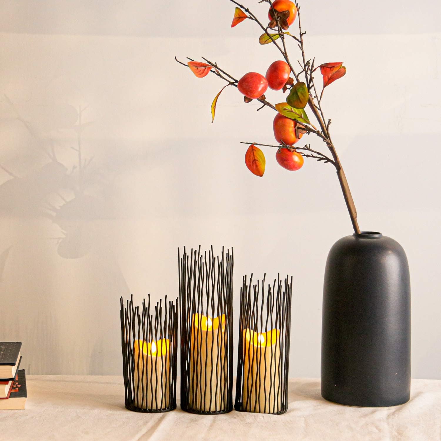 Set of 3 Metal Iron Candle Holder, Black Candlestick Modern Table Centerpiece for Indoor & Outdoor Decor, Dining Room