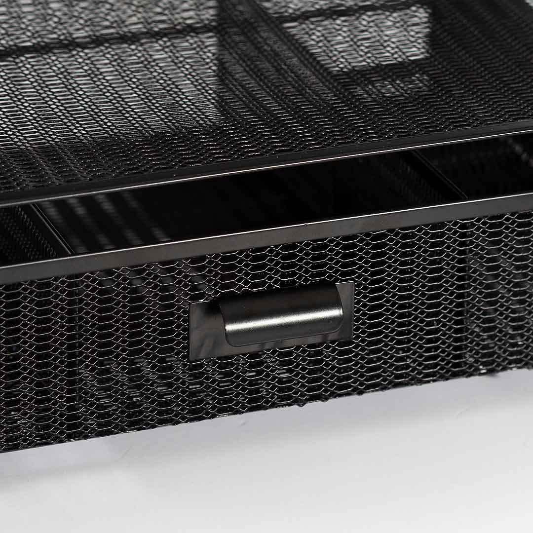 BLU MONACO | Black Wire Mesh Desk Organizer with Drawer | Desk Associates Women Office Set | File Sorters and Mesh Pen