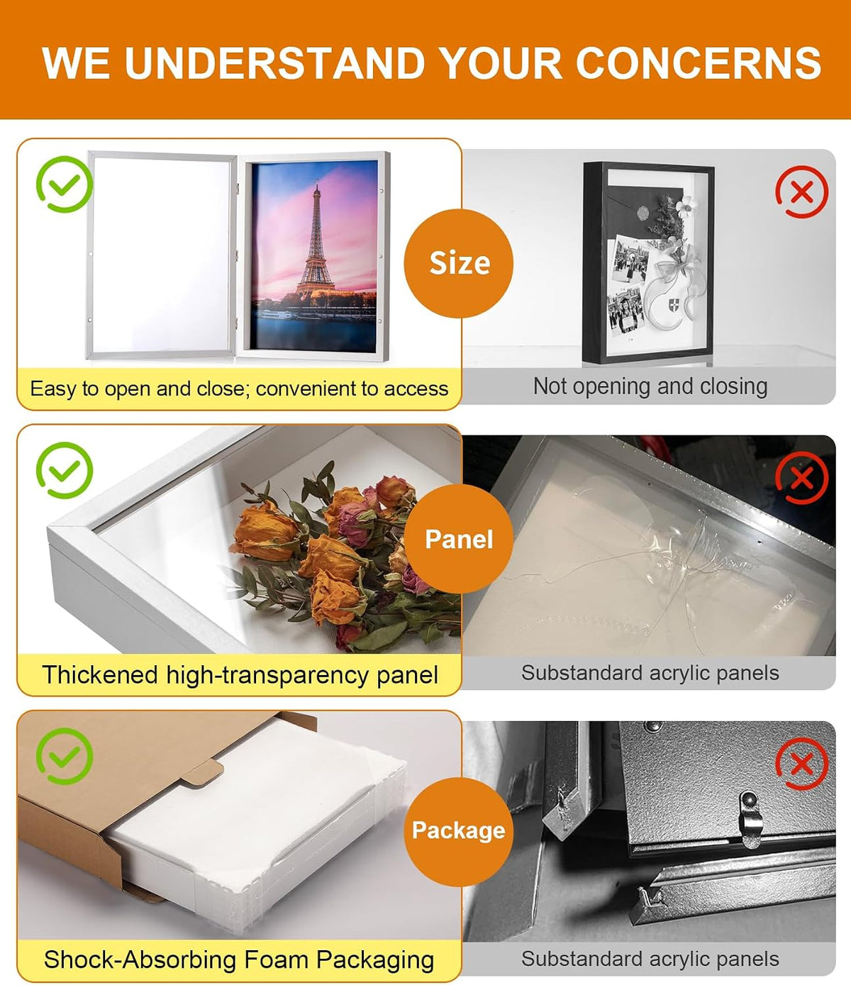 12x16 White Deep Shadow Box Picture Frame with Polished Plexiglass | Large Shadow Box Display Case with Push Pins,and