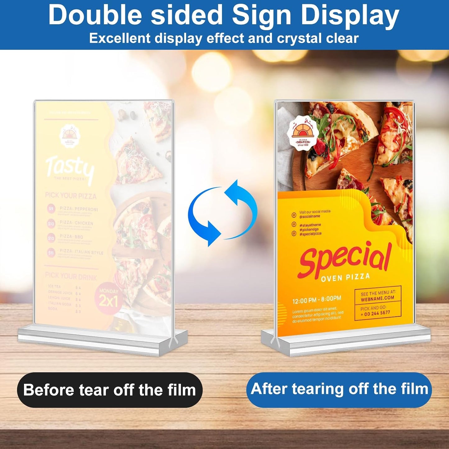 Acrylic Sign Holder / 4 x 6 / Vertical / Clear / Set of 20