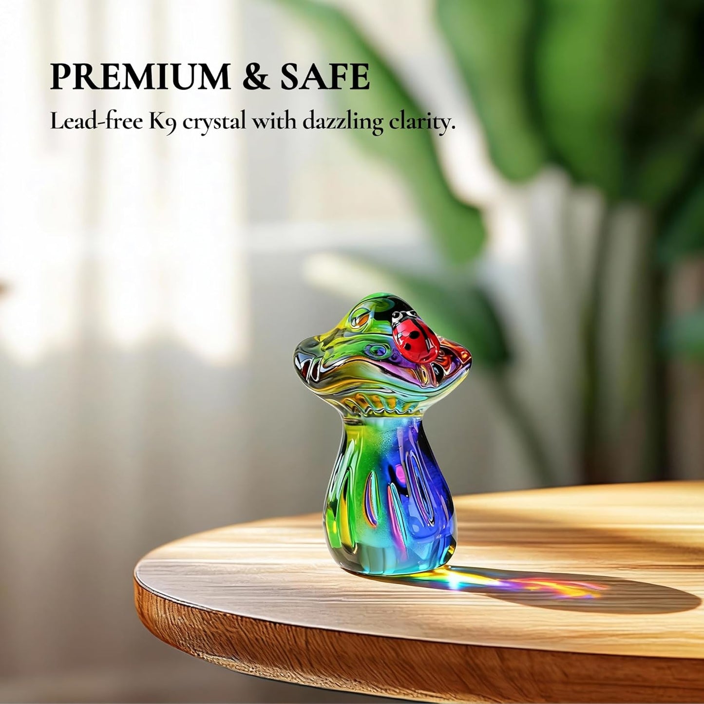 Crystal Mushroom Figurine Mini Mushroom Ladybug Figurines for Fairy Garden Terrarium / Colorful