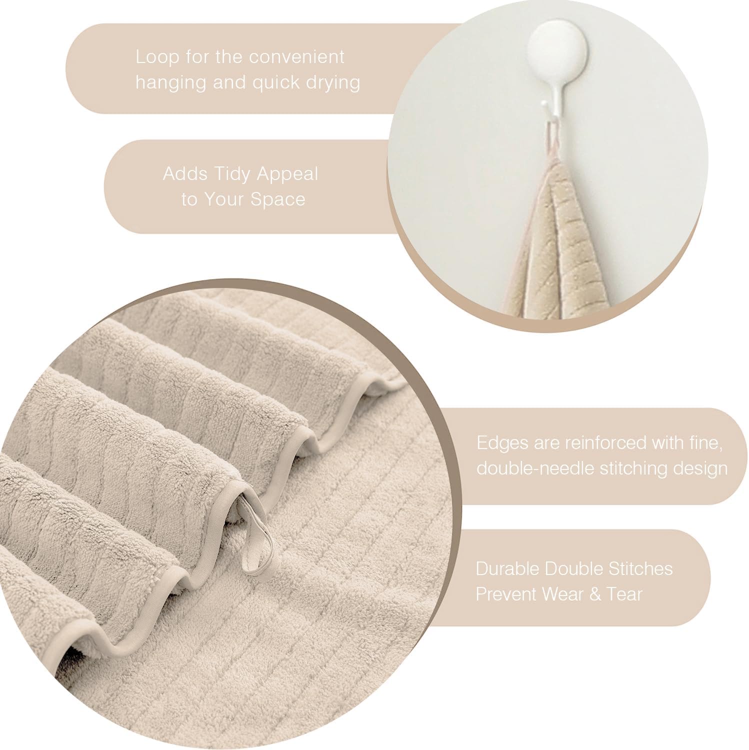 18 Piece Family Bath Towel Set Include 6 Bath Towels,6 Hand Towels and 6 Washcloths Soft Bathroom Towel with Hanging