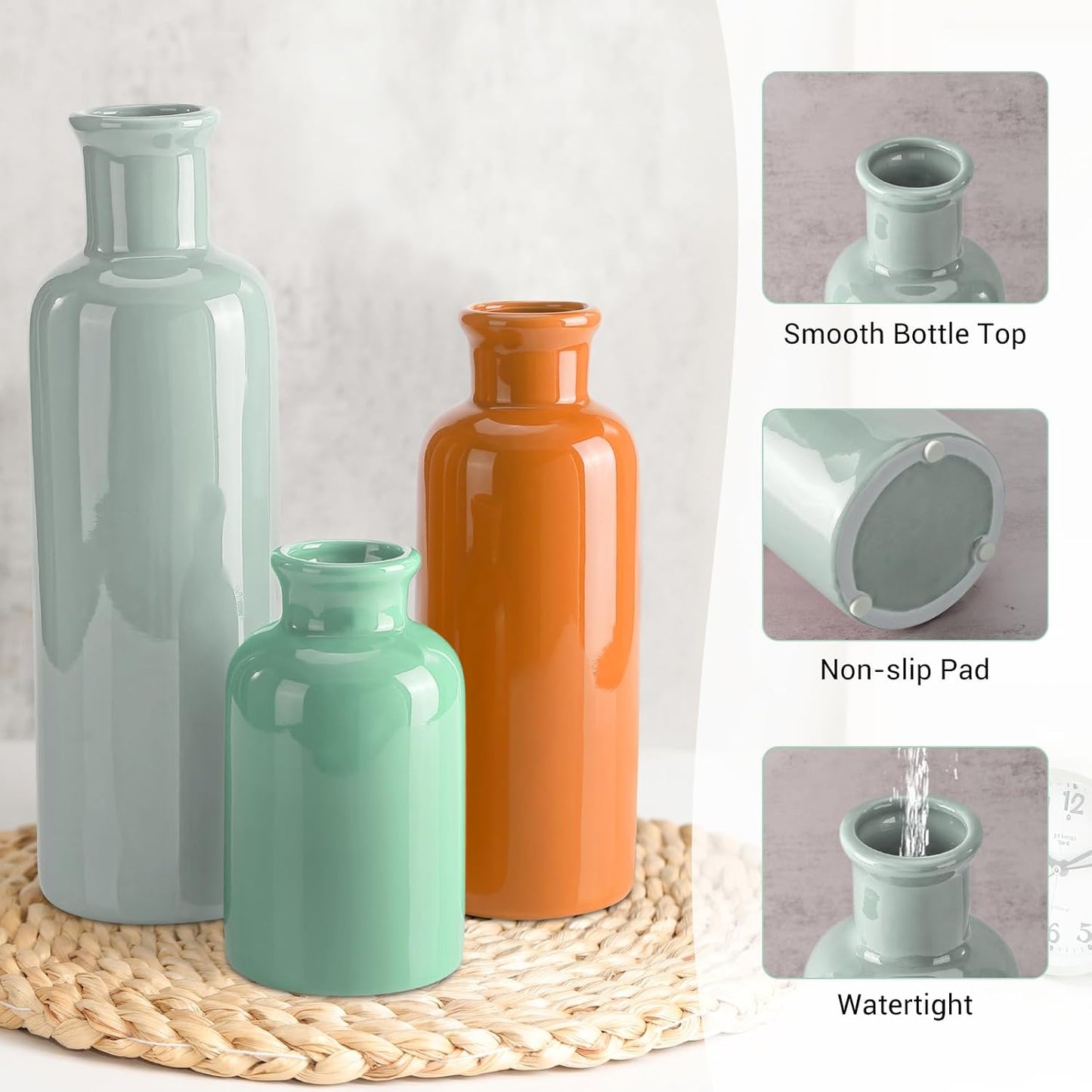 Small Ceramic Vase / Multicolor - 104 / Set of 3