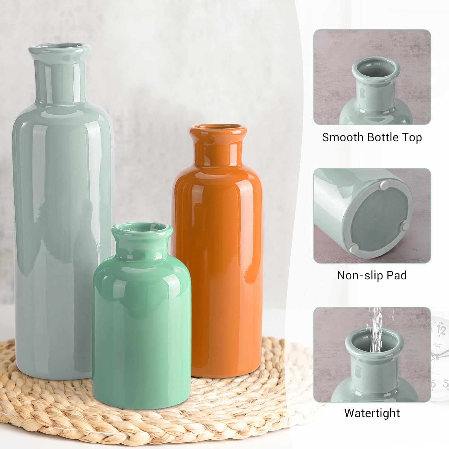Small Ceramic Vase / Multicolor - 104 / Set of 3