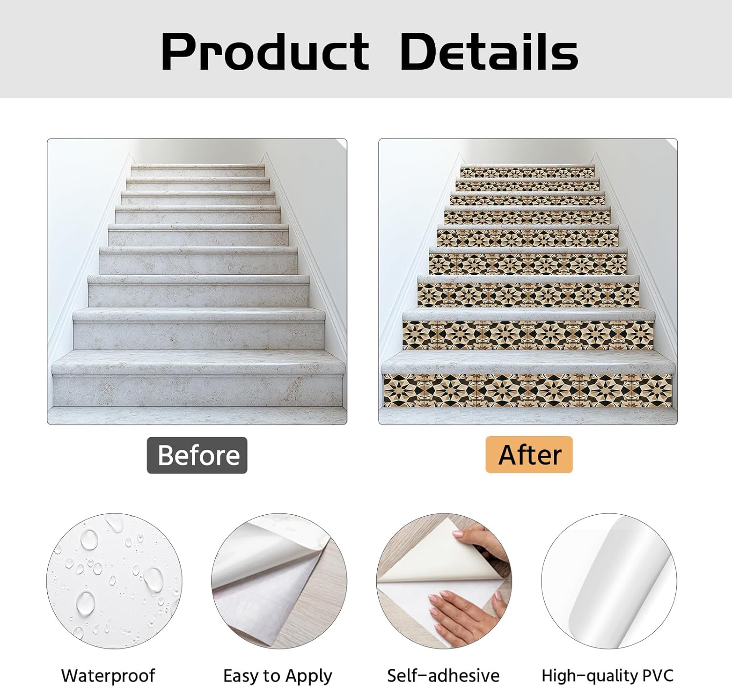 15 Strips Stair Riser Decals / 7.1 x 39