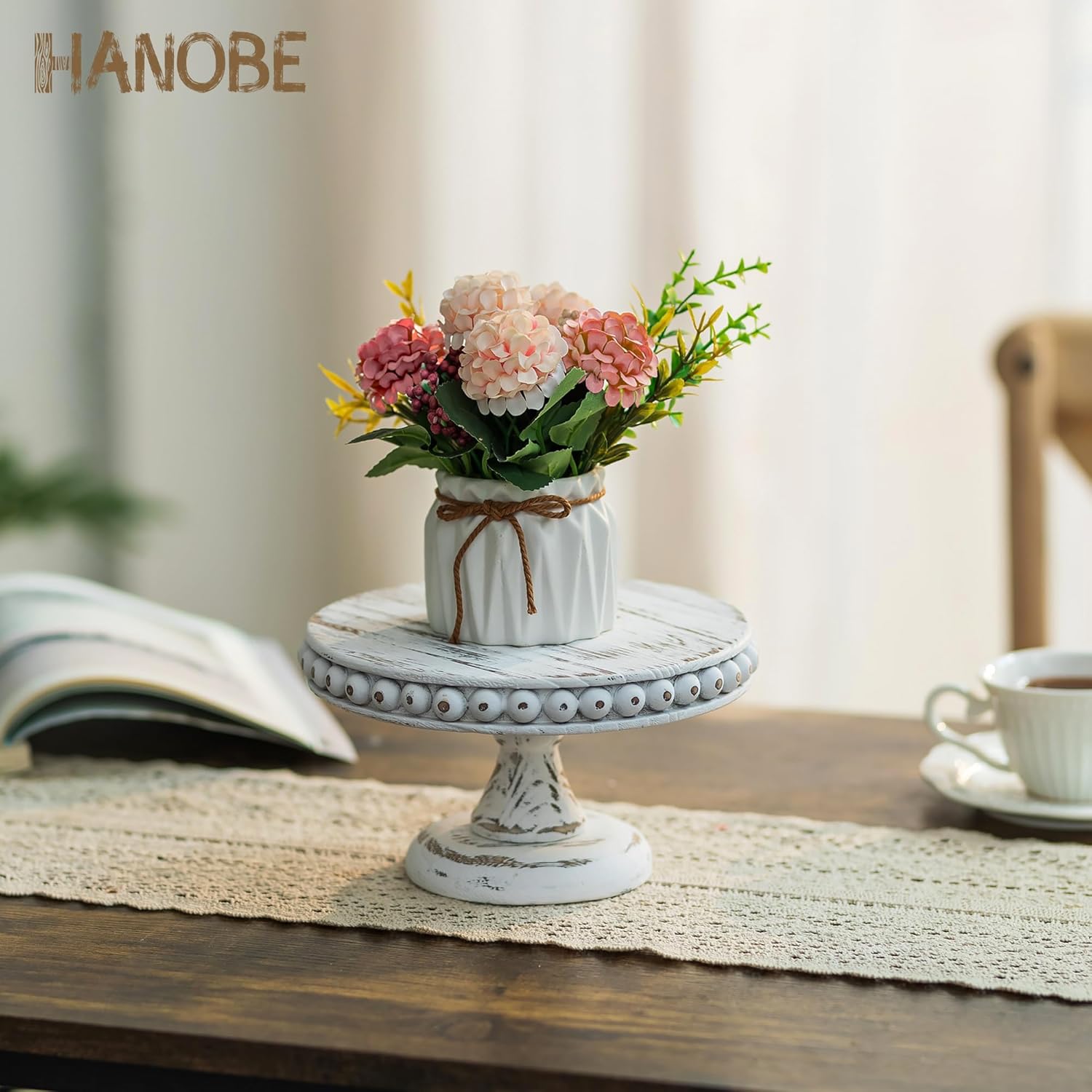 Small Wood Cake Stand / White-7.87 / 8 Inch