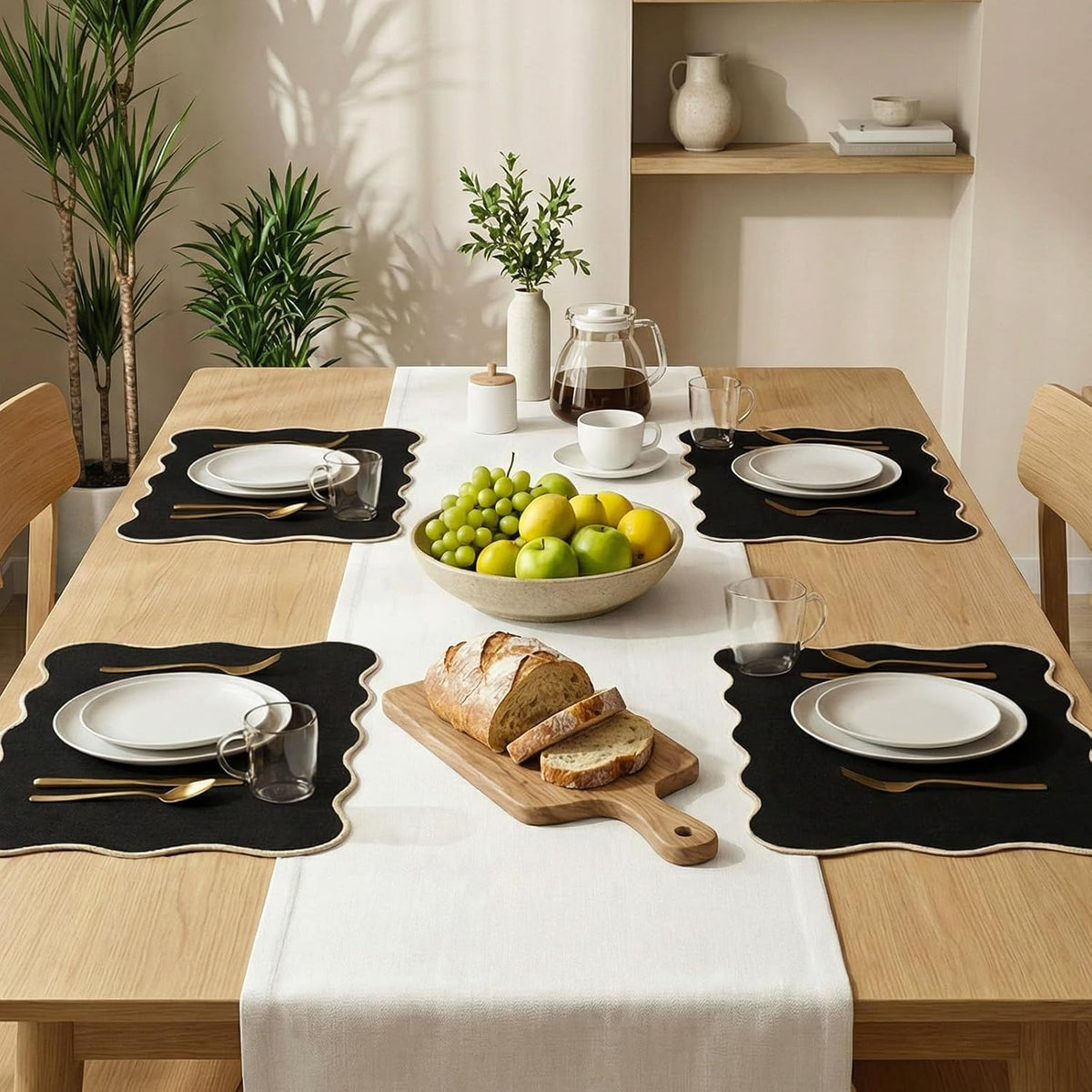 AHHFSMEI Faux Linen Placemats Set of 8 Heat Resistant Non-Slip Stain Proof Table Mats for Kitchen Dining Elegant Decor
