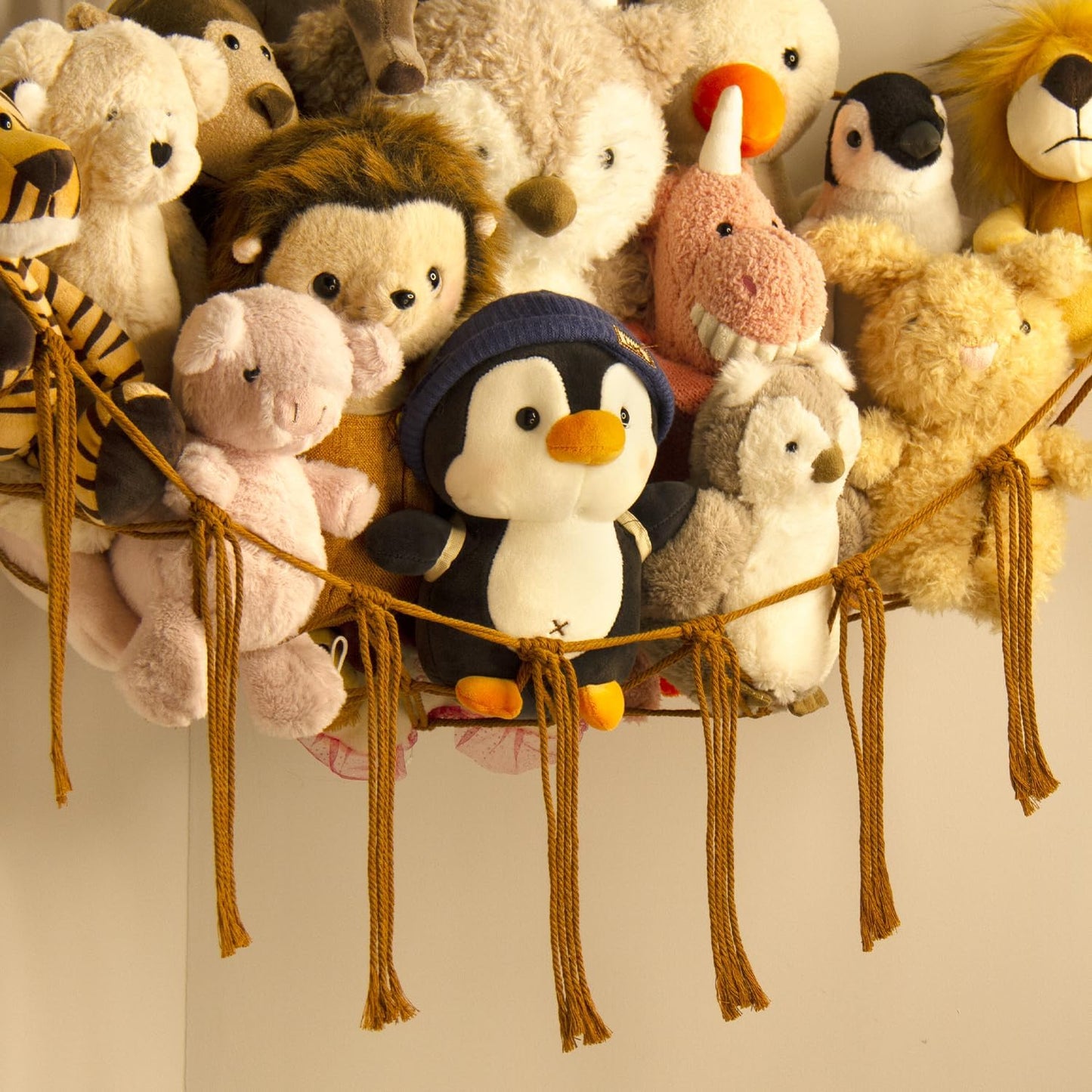 Stuffed Animal Hammock-Large Stuffed Animal Net For Toys Corner-Hanging Stuff / Standard / Caramel