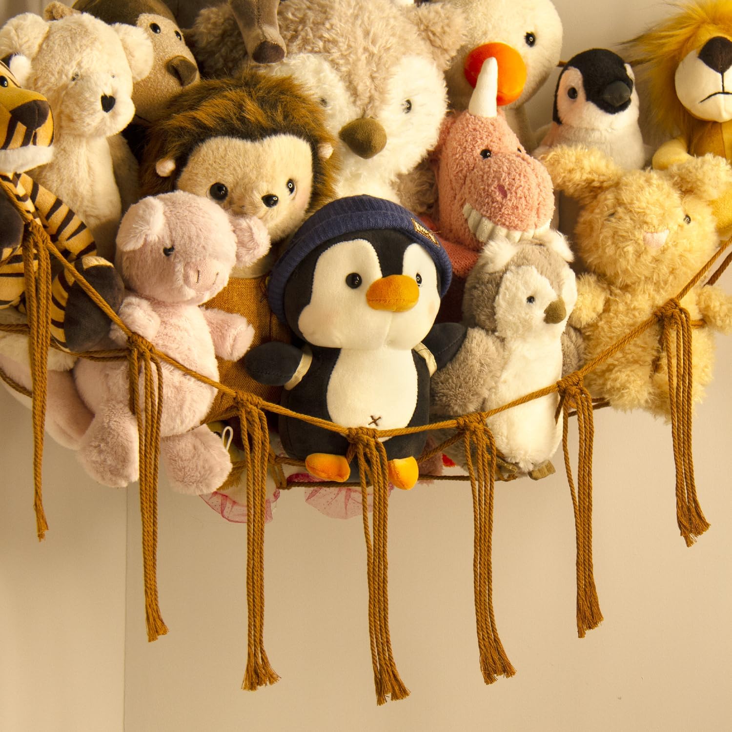 Stuffed Animal Hammock-Large Stuffed Animal Net For Toys Corner-Hanging Stuff / Standard / Caramel