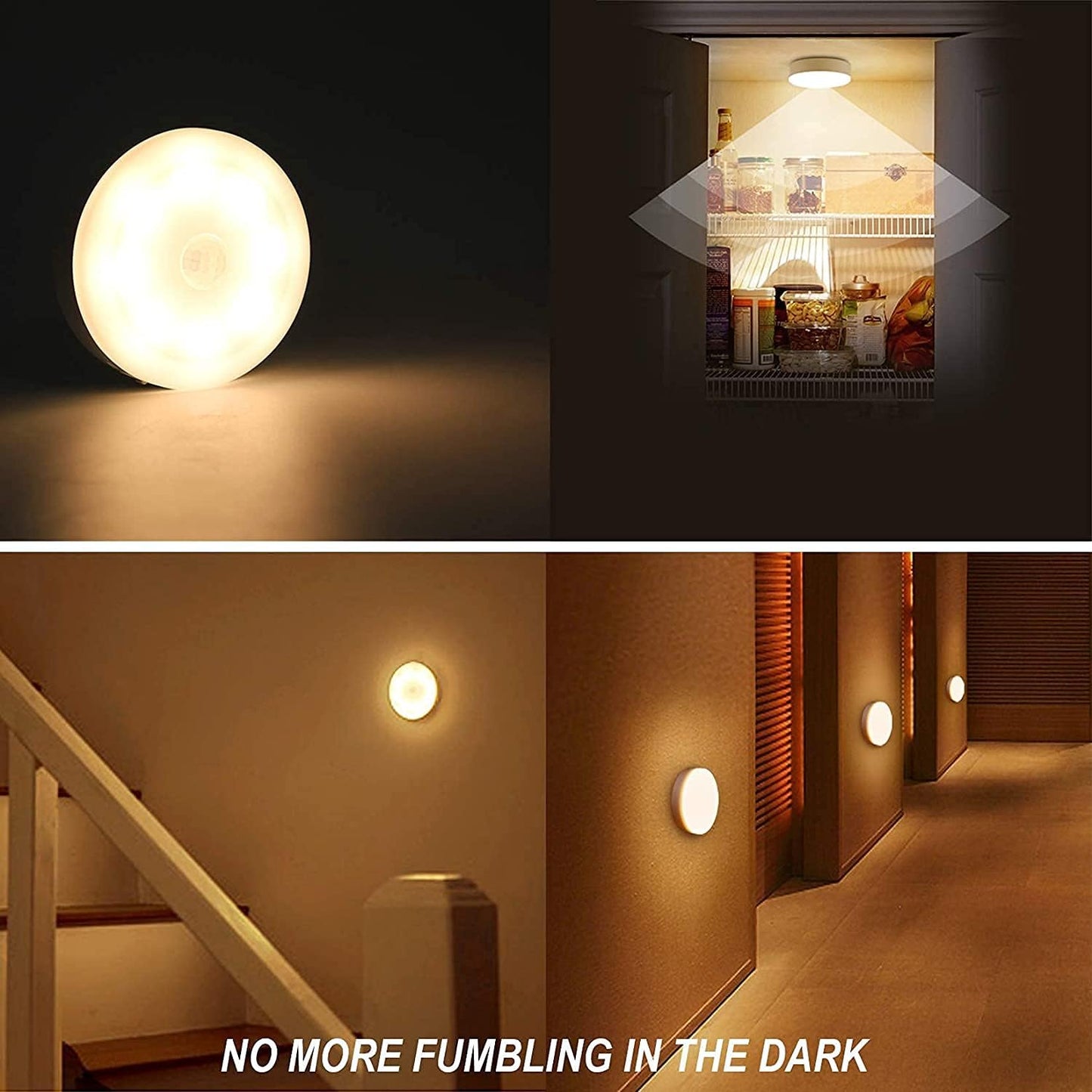 Rechargeable Motion Sensor Light 1000mAH LED Puck Lights, Stick Anywhere Light, Cordless Closet Light, Automatic Under