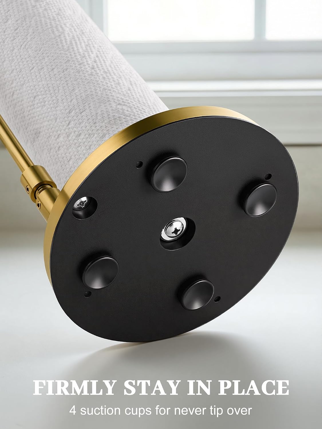 SMARTAKE Paper Towel Holder Countertop, Non-Slip Weighted Base, Gold | Freestanding Kitchen Roll Dispenser, Rustproof