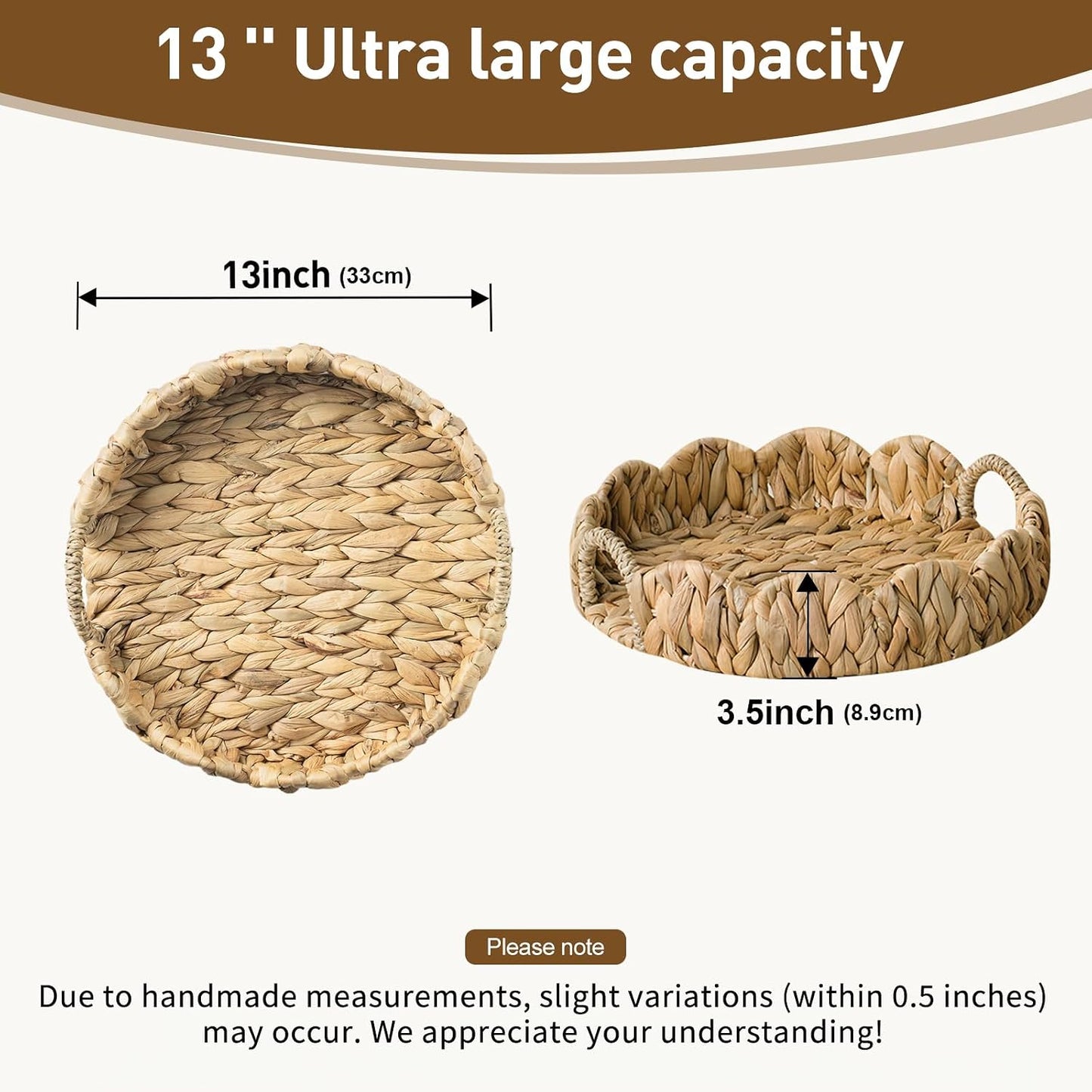 Seagrass Handwoven Trays / Water Hyacinth-round / Set of 13