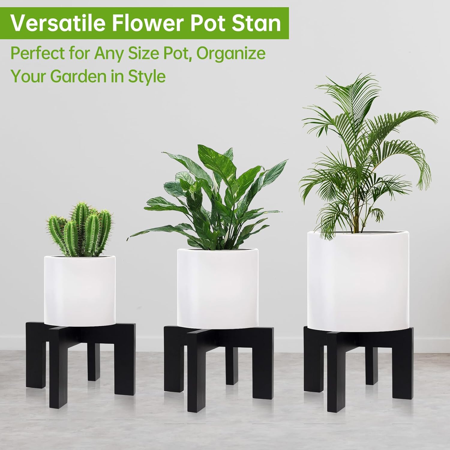 2 Pack Wood Plant Stand Indoor Holders for Plants, Sturdy Flower Pot Stands Plants Shelf, Wooden Stool for Patio Plant