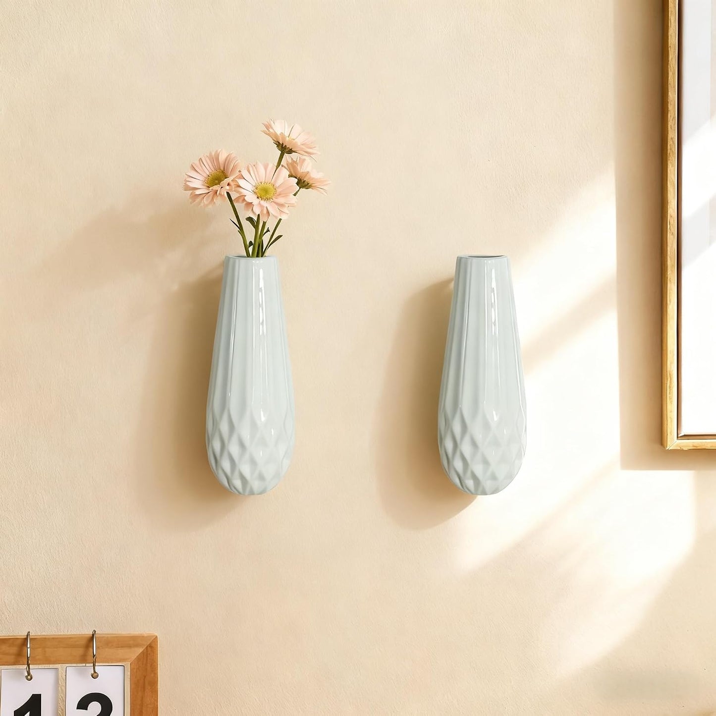 Artistic Wall Ceramic Vase / Small / White / Set of 2