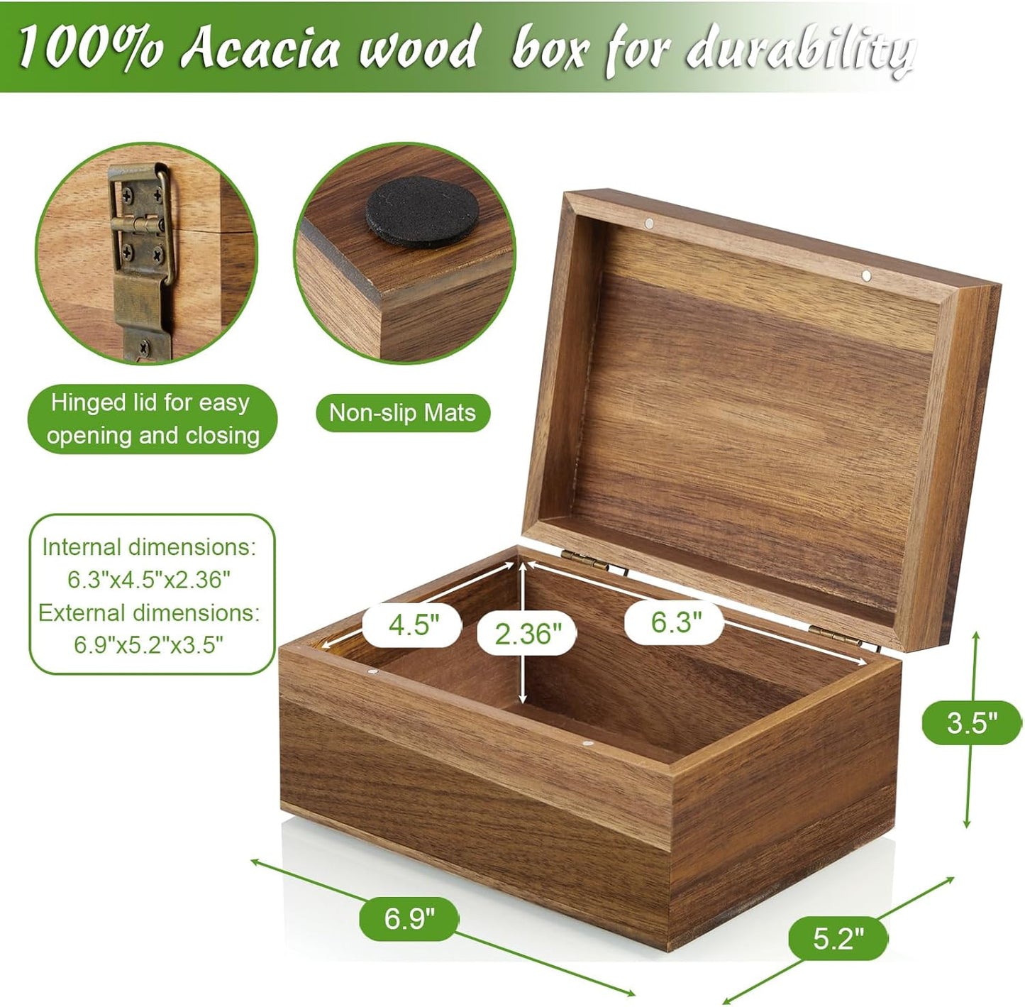 Wood Memory Box / Acacia / Small / 3 x 5
