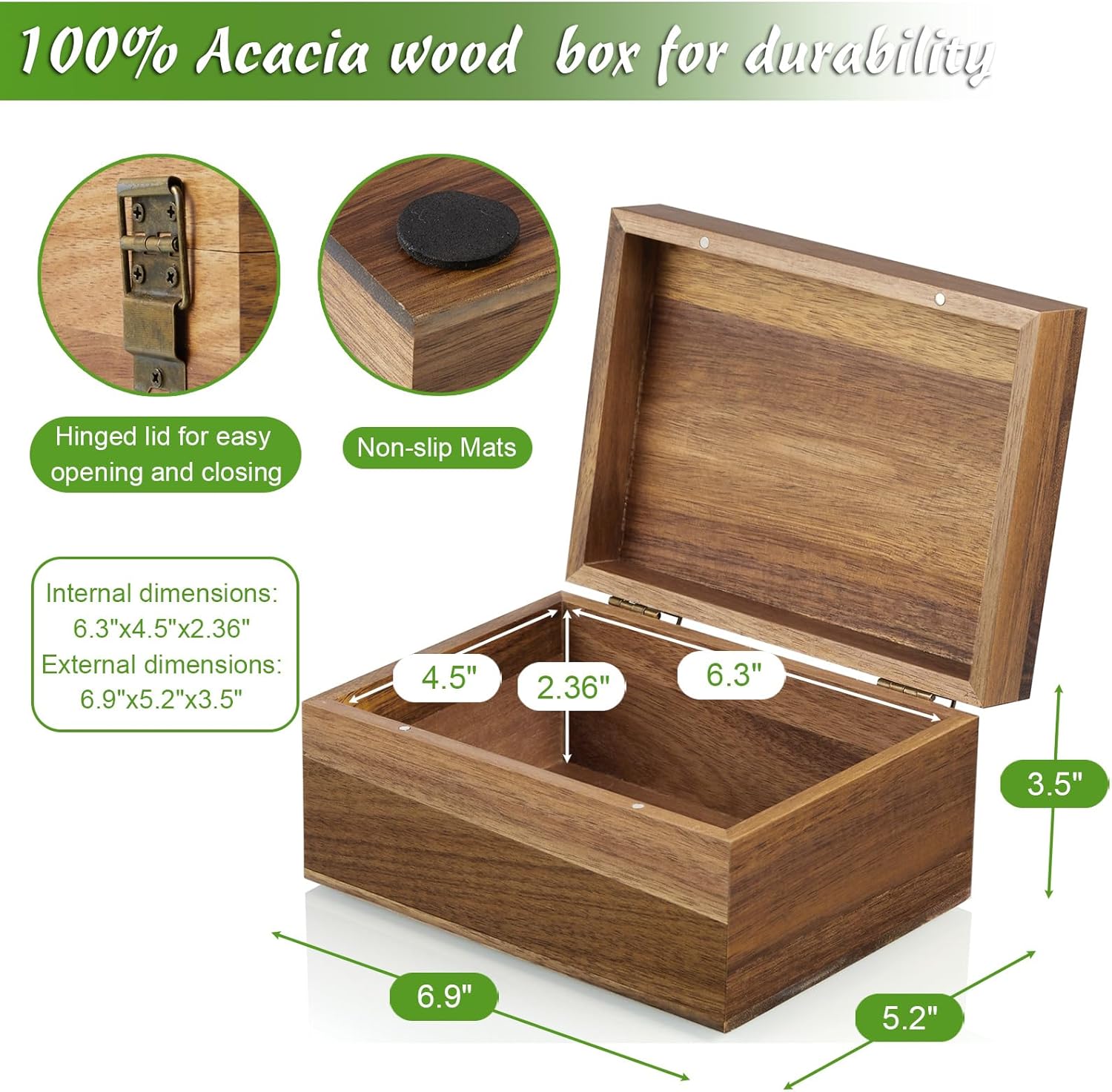 Wood Memory Box / Acacia / Small / 3 x 5