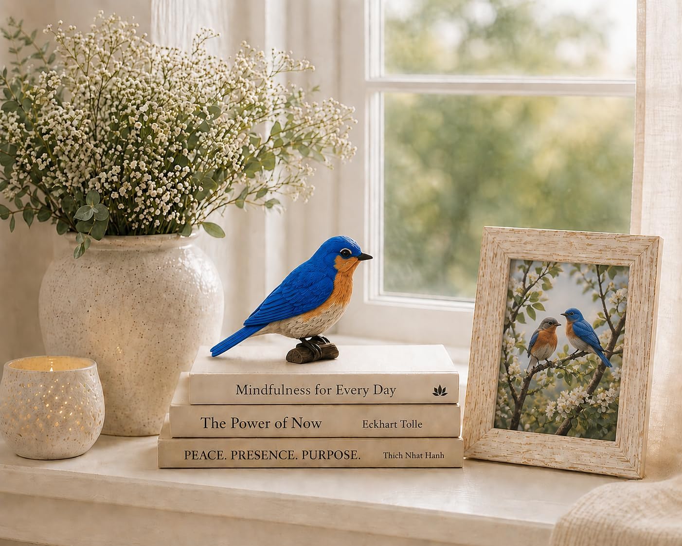 3" Perched on Branch Figurine / Bluebird