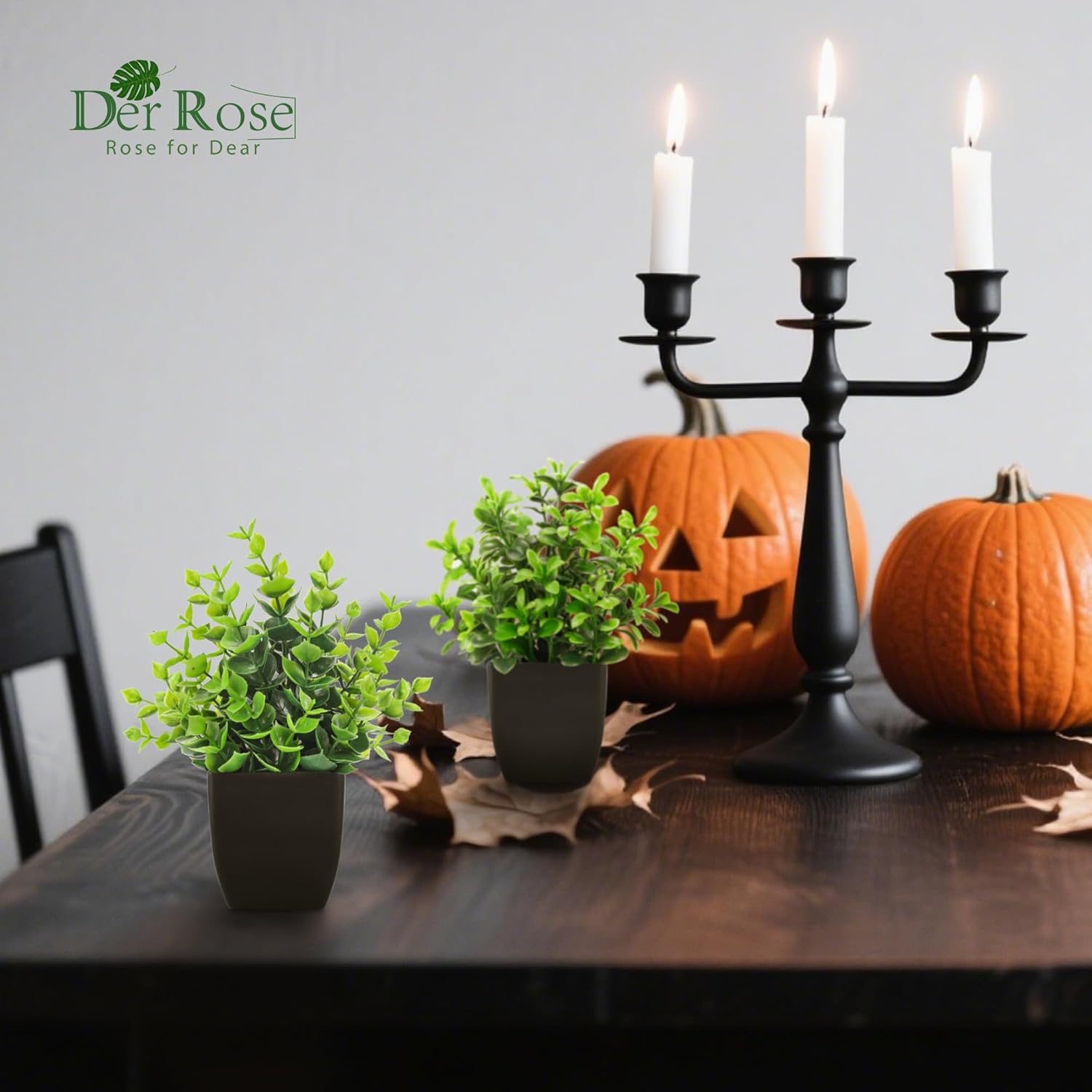 Bathroom Decor Fake Plants Mini Artificial Greenery Potted Plants for Halloween / Black / Set of 4
