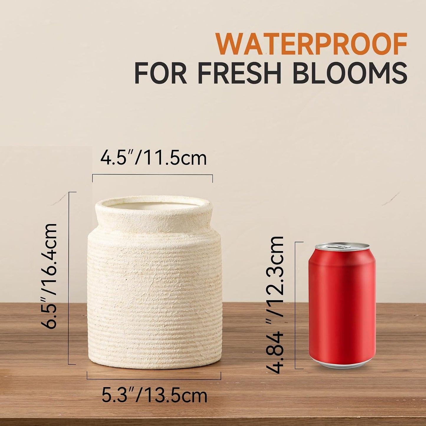 Ceramic Flower Vase Farmhouse Rustic Vase / 01-s-off White / 6.5 Inch